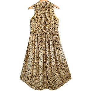 FREE PEOPLE Cottagecore Prairie Lightweight Floral Button Down Midi Dress Sz S/P